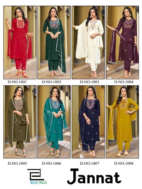 Blue Hills Jannat Kurti With Dupatta Bottom Rayon Catalog 8 Pcs