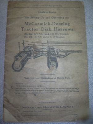 Mccormick-deering tractor disk harrows operator manual