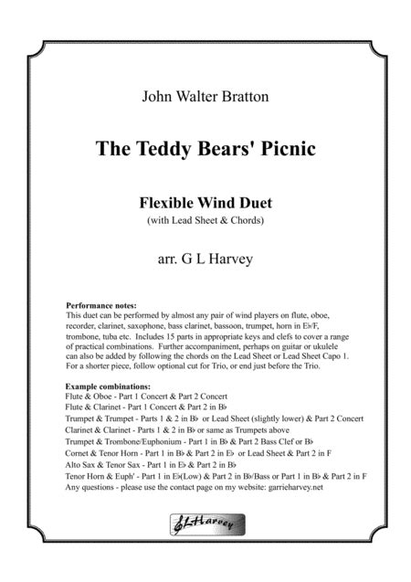 The Teddy Bears Picnic For Flexible Wind Duet Arr G L Harvey Sheet