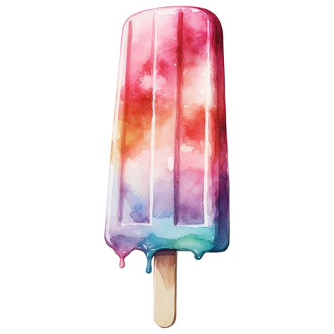 Watercolor Cute Icecream Popsicle AI Generative 26793130 PNG