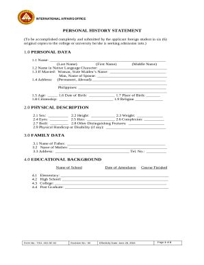 How Should I Write A Personal History Statement Doc Template PdfFiller