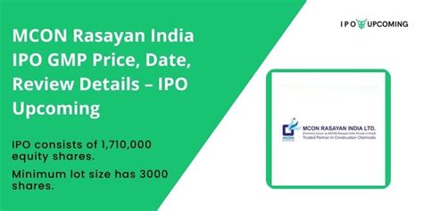 Mcon Rasayan India Ipo Gmp Price Date Review Details Ipo Upcoming