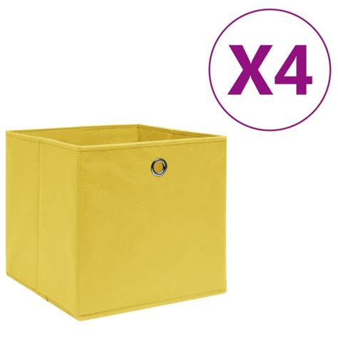 Cajas De Almacenaje 4 Uds Tela No Tejida Amarillo 28x28x28 Cm