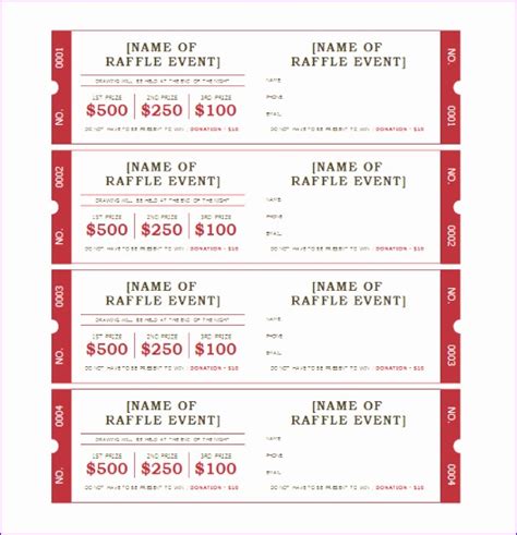 Raffle Ticket Template Excel