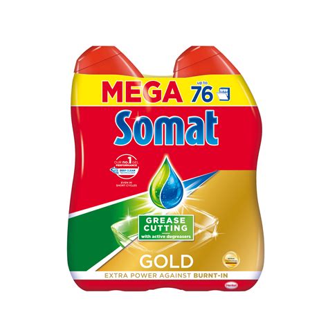 Detergent Lichid Somat Gold Gel Anti Grease 76 Spalari 2 X 684 Ml