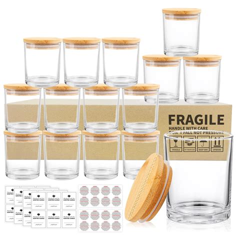 Buy 15 Pack Glass Candle Jars 7oz Clear Empty Candle Jars With Bamboo Lids And Labels Bulk