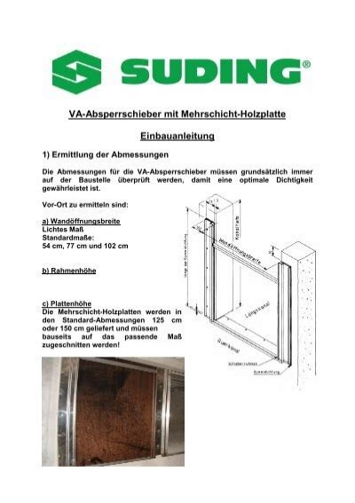 Va Absperrschieber Mit Mehrschicht Holzplatte Einbauanleitung