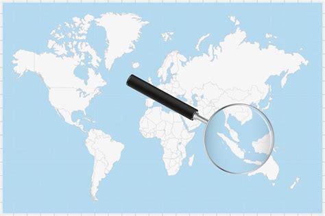 Une Loupe Montrant Une Carte De Singapour Sur Une Carte Du Monde