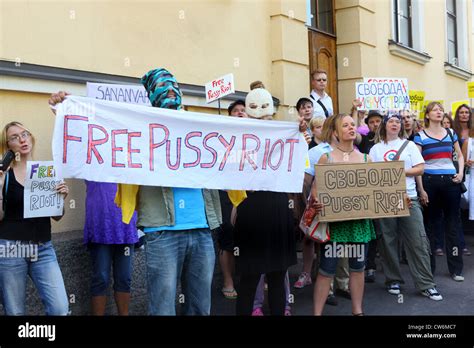 Free Pussy Riot Demonstration In Front Of Russian Embassy In Helsinki Finland Stock Photo Alamy