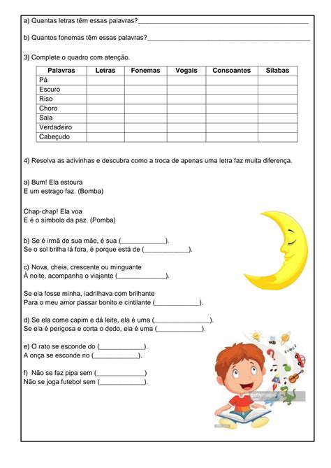 Atividade Letras E Fonemas 3 Ano