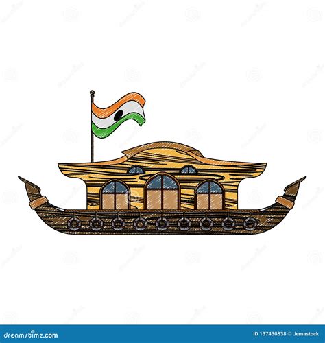 Kerala Houseboat Isolated Scribble Stock Vector - Illustration of ...