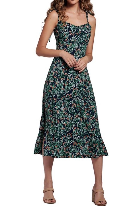 Lost Wander Lost Wander Goodnight Garden A Line Midi Dress In Green