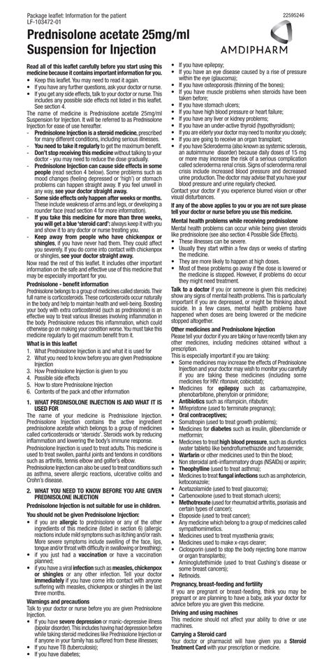 Prednisolone Acetate 25mgml Suspension For Injection Docslib