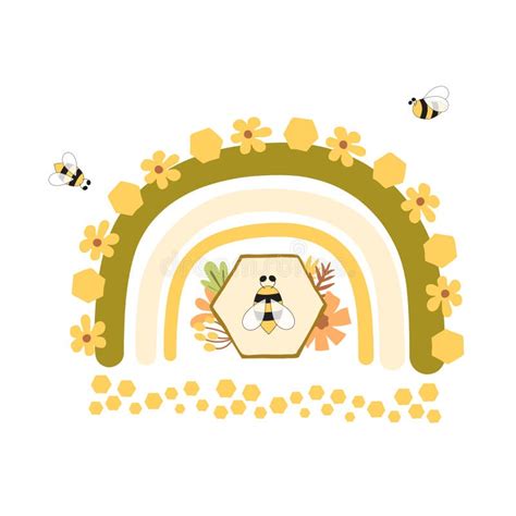 Honey Bee Rainbow Element Honeycomb Bee Sweet Honey Beekeeping