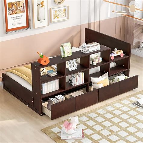 Merax Twin Size Platform Bed With Drawers Wood Twin Bed