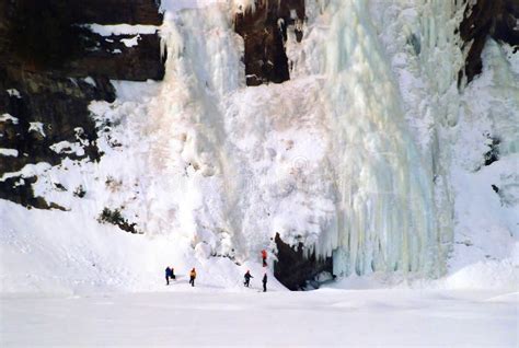 In Winter the Montmorency Falls Stock Image - Image of large ...