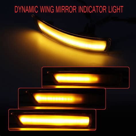 Pair Dynamic Door Wing Mirror Led Turn Indicator Signal Lights Amber