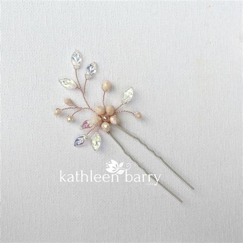 Floral Hair Pin Nude Blush Bridal Wedding Accessories Color Etsy