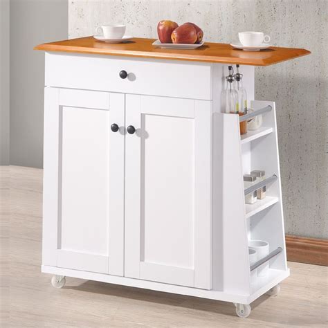 Baxton Studios Balmore Modern Two Tone White Lacquered Kitchen Cart