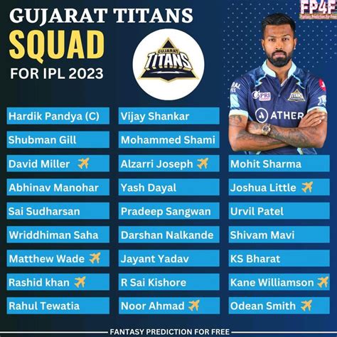 Gujarat Titans Squad For IPL 2023 GT Squad For IPL 2023 IPL GT