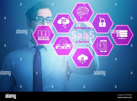 Software As A Service Saas Concept With The Businessman Stock Photo