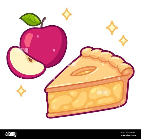 Joli Dessin De Tarte Aux Pommes Simple Tranche De Tarte La Main Avec