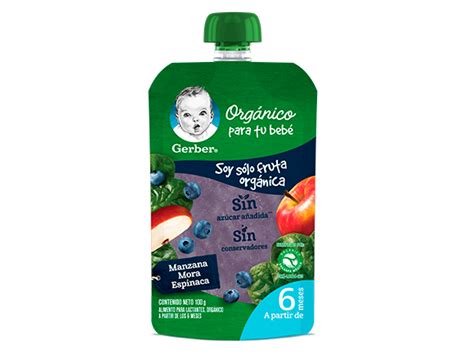 Gerber Orgánico Pouch Manzana Mora Espinaca 100g Nestlé Baby and Me