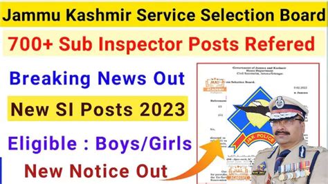 JKP SI New Recruitment Out 2023 JKSSB Sub Inspector Posts Out 2023