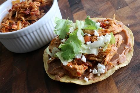 Tostadas De Tinga Mexican Shredded Chicken Tostada Recipe