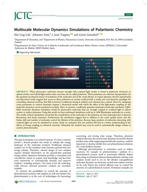 PDF Multiscale Molecular Dynamics Simulations Of Polaritonic