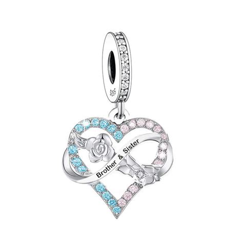 Brother And Sister You And Me Endless Love Heart Charm Charms For