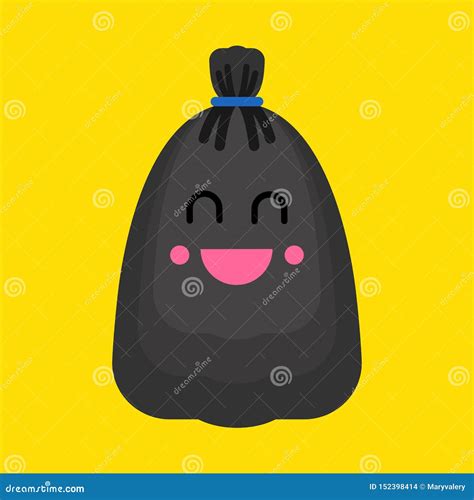 Historieta Del Kawaii Del Bolso De Basura Saco Negro De Los