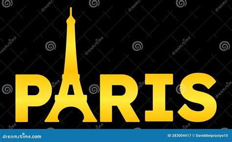 Gold Paris Writing Letter A Like The Eiffel Tower Stock Vector