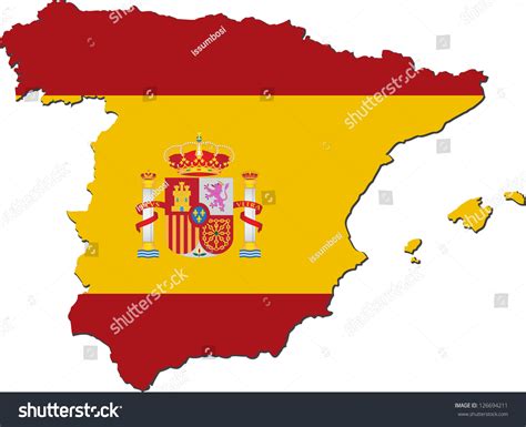 Map Spain National Flag Isolated On Stock Vector (Royalty Free) 126694211