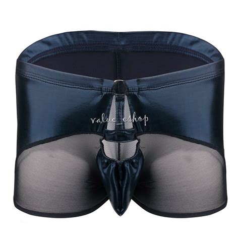 Mens Faux Leather Thong Underwear PVC Wet Look Bikini G String Briefs Night Club EBay