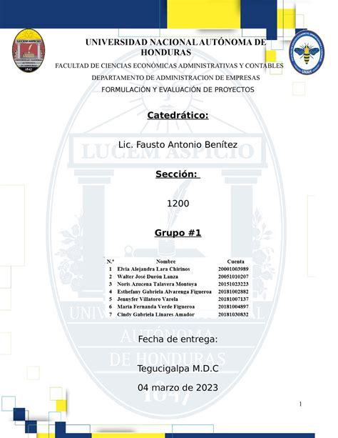 G A U Proyectos Universidad Nacional Aut Noma De Honduras Facultad