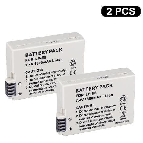 Palo 2pcs Lp E8 Lpe8 Lp E8 Camera Battery For Canon 550d 600d 650d 700d