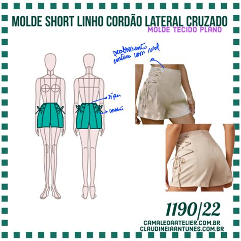 Molde Short Linho Cord O Lateral Cruzado Camaleoa Atelier De