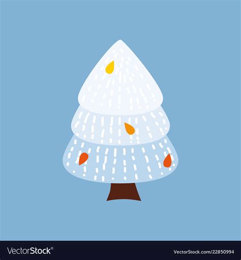 Winter Tree Decorate Stylized Snow Naked Vector Image