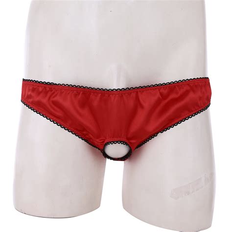 Sissy Sexy Men S Satin Open Penis Hole Bikini Briefs Underwear Thongs