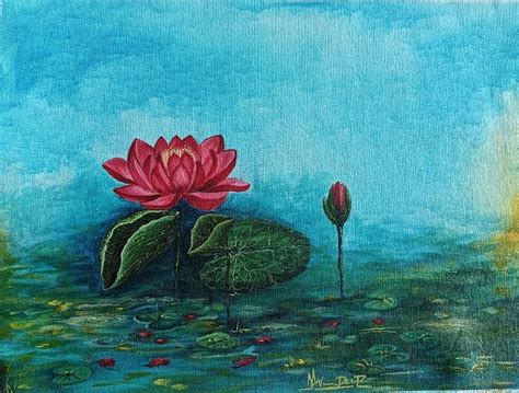 Water Lilies Painting By Navdeep Kaur Fine Art America