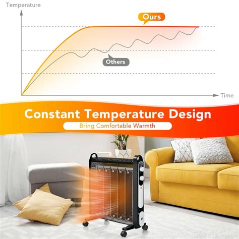 Electric Mica Space Portable Heater With Adjustable Thermostat Costway