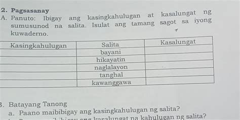 Solved Pagsasanay A Panuto Ibigay Ang Kasingkahulugan At