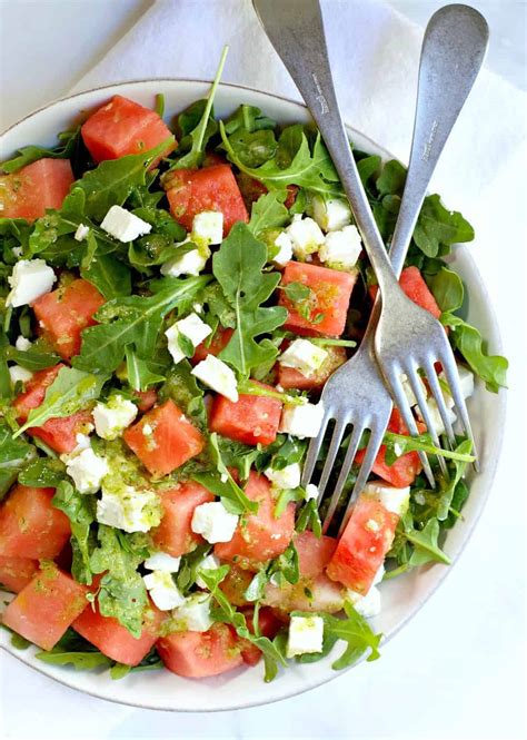 Watermelon And Arugula Salad With Feta Recipe Pinch And Swirl