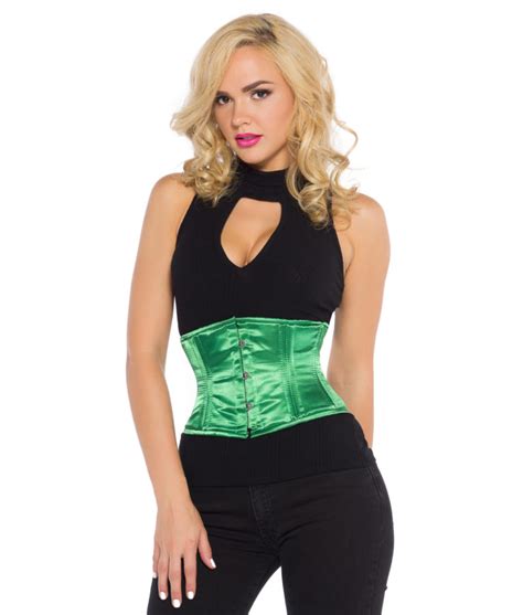 Bella Green Satin Underbust Steel Boned Corset Glamorous Corset