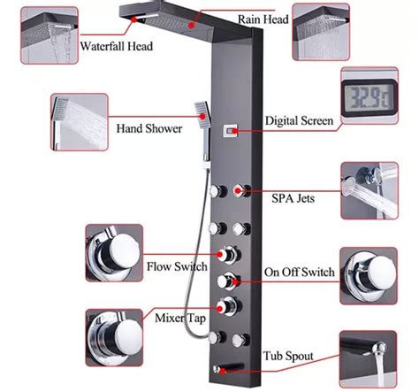 Regadera Columna Ducha Led Jet Tina Jacuzzi Baño Display Cuotas Sin