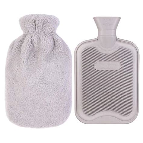 HomeTop Premium Classic Rubber Hot Water Bottle W Luxurious Faux Fur Plush Fleece Cover 2L