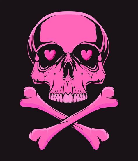 Calavera Rosa Con Huesos Ilustraci N Para Estampado De Camisetas