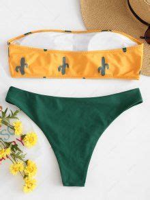 Cactus Print Bandeau Bikini In RUBBER DUCKY YELLOW ZAFUL 2024