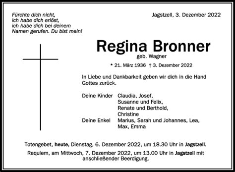 Traueranzeigen Von Regina Bronner Schwaebische De Trauerportal